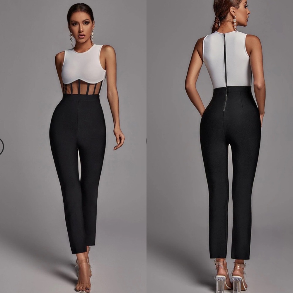 Bella: Allegra Jumpsuit (White/Black)